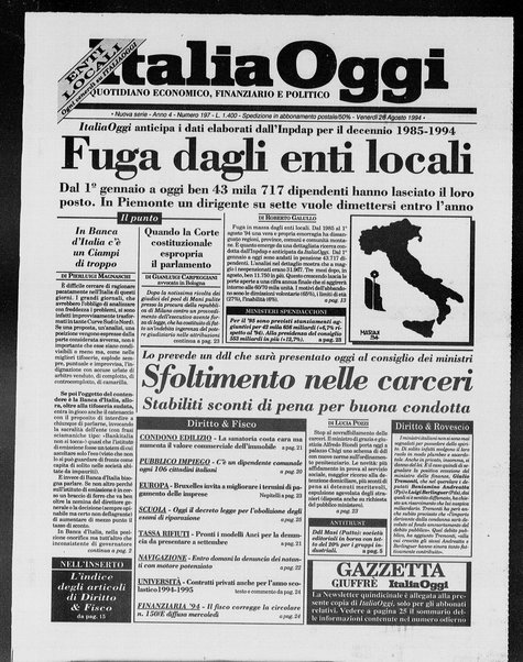 Italia oggi : quotidiano di economia finanza e politica